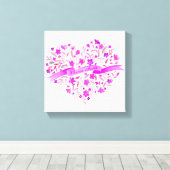 Bloemhart roze paars naam aquarel kunst canvas afdruk (Insitu (Houten vloer))