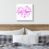 Bloemhart roze paars naam aquarel kunst canvas afdruk (Insitu (Slaapkamer))