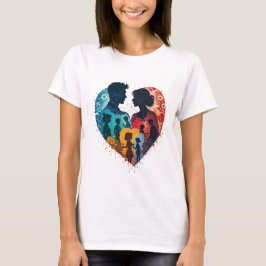 Bloemhart Silhouet - Familie-eenheid Vieren T-shirt