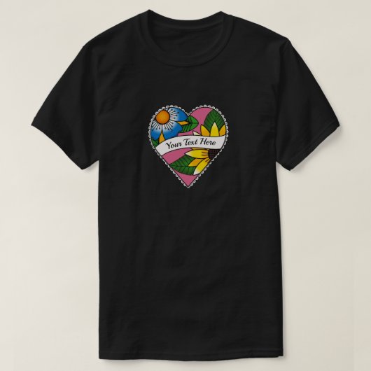 Bloemhart Tattoo - Maak Uw Eigen T-shirt (Design voorkant)