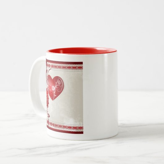 Bloemhart Tweekleurige Koffiemok (Voorkant links)