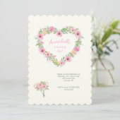 Bloemhart uitnodiging (Staand voorkant)