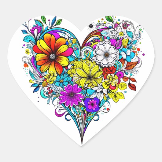  bloemhart | Valentijnsdag Hart Sticker (Voorkant)