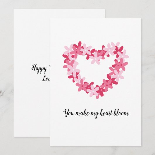Bloemhart Valentijnsdag kaart (Voorkant / Achterkant)