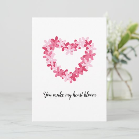 Bloemhart Valentijnsdag Vakantiewenskaart Kaart (Staand voorkant)