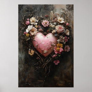 Bloemhart Valentijnsdagprint, Donkere Academie Muu Poster