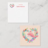 Bloemhart Walvis Liefde Naam Notitiekaartje (Voorkant / Achterkant)