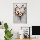 Bloemhartafdruk, Valentijn romantische liefde Poster (Thuiskantoor)