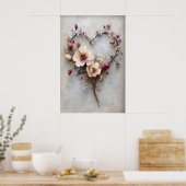 Bloemhartafdruk, Valentijn romantische liefde Poster (Keuken)
