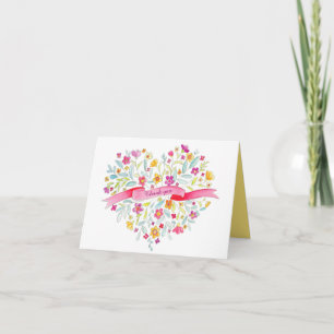 Bloemhartboeket kunst bedankkaart