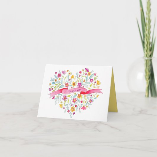 Bloemhartboeket kunst bedankkaart (Voorkant)