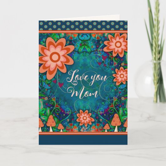 Bloemharten Paddenstoelen  Unieke Moederdag Kaart (Voorkant)