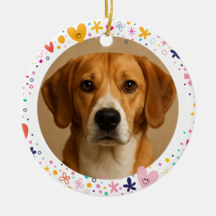 Bloemhartenvorm met eigen foto van huisdier   Pers Keramisch Ornament