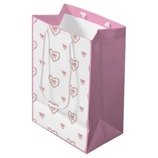 Bloemhartjes Valentijnsdag Medium Cadeauzakje (Voorkant Gekanteld)