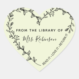 Bloemhartkrans Bibliotheek Hart Sticker