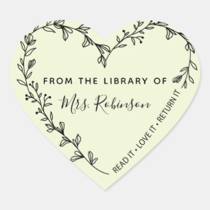 Bloemhartkrans Bibliotheek Hart Sticker
