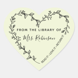 Bloemhartkrans Bibliotheek Hart Sticker