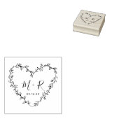 Bloemhartkrans Calligrafie Initialen Rubberstempel (Gestempeld)