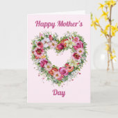 Bloemhartkrans gepersonaliseerd Moederdag Kaart (Gele Bloem)