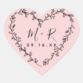 Bloemhartkrans Initialen Hart Sticker