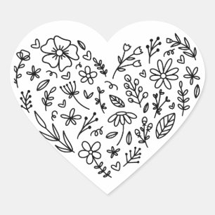 Bloemhartsticker, Bloem, Wilde bloemen Botaniek Hart Sticker