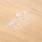 Bloemheilig kruis bevestiging acryl uitnodigingen (Laagn)