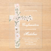 Bloemheilig kruis bevestiging acryl uitnodigingen (Voorkant)