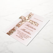 Bloemheilig Kruis Doop Folie Uitnodiging (Gedraaid)