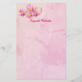 Bloemhoekrand Abstracte roze achtergrond Briefpapier (Voorkant)