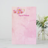 Bloemhoekrand Abstracte roze achtergrond Briefpapier (Staand voorkant)