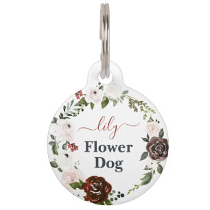 Bloemhond Hond in Trouw Monogram Huisdierpenning