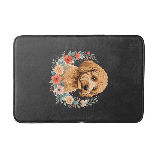 Bloemhond Ronde Sublimatie Badmat (Voorkant)