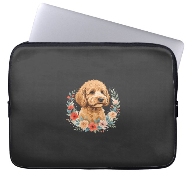 Bloemhond Ronde Sublimatie Laptop Sleeve (Voorkant)