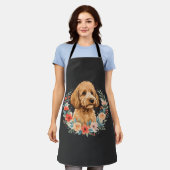 Bloemhond Ronde Sublimatie Schort (Gedragen)