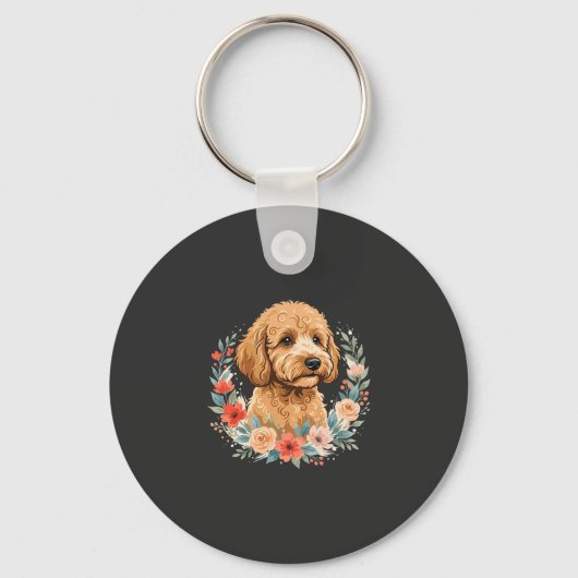 Bloemhond Ronde Sublimatie Sleutelhanger (Voorkant)
