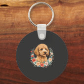 Bloemhond Ronde Sublimatie Sleutelhanger (Voorkant)