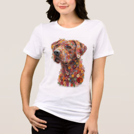 Bloemhond T-shirt | Elegante Bloemige Puppy Ontwer