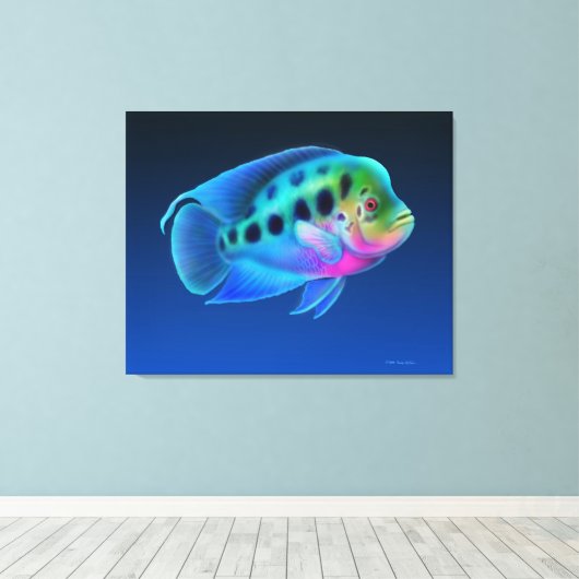 Bloemhoorn Cichlid Fish Wrapped Canvas (Insitu (Houten vloer))