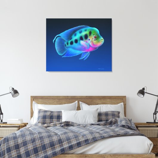 Bloemhoorn Cichlid Fish Wrapped Canvas (Insitu (Slaapkamer))