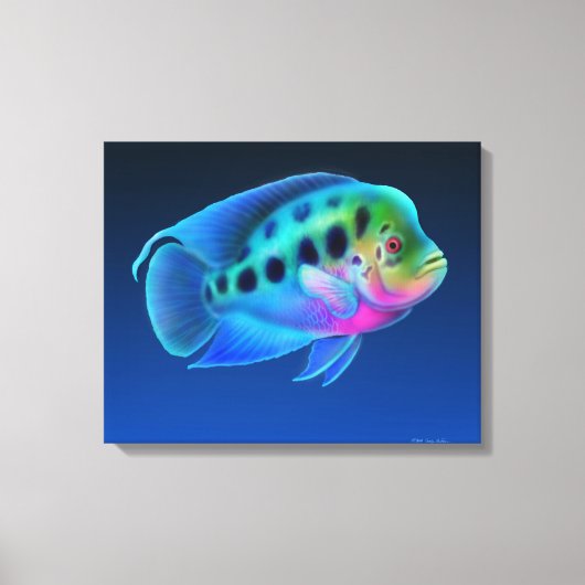 Bloemhoorn Cichlid Fish Wrapped Canvas Afdruk (Voorkant)