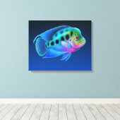 Bloemhoorn Cichlid Fish Wrapped Canvas Afdruk (Insitu (Houten vloer))