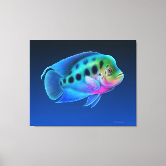 Bloemhoorn Cichlid Fish Wrapped Canvas Afdruk (Voorkant)