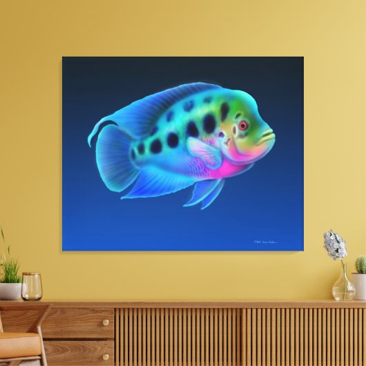Bloemhoorn Cichlid Fish Wrapped Canvas Afdruk (Insitu (Woonkamer))