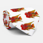 Bloemhoorn cichlide vis cartoonillustratie  stropdas (Opgerold)