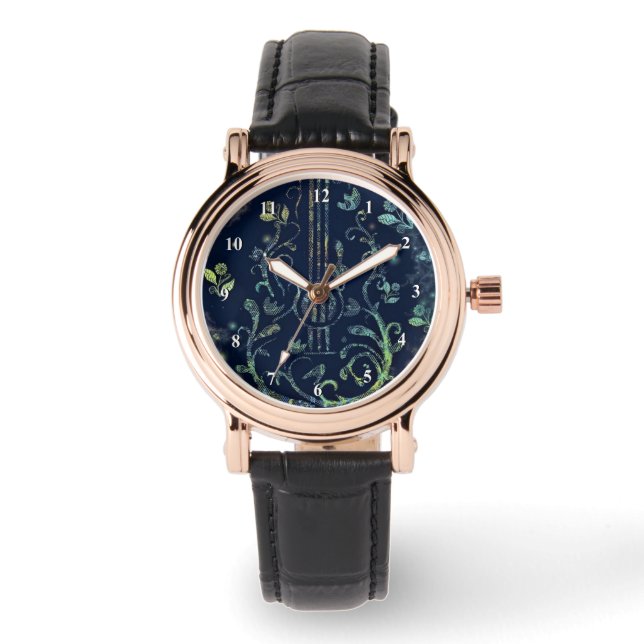 Bloemhorloge met gitaar horloge (Voorkant)