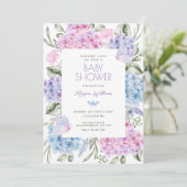 Bloemhortensia baby shower kaart (Staand voorkant)