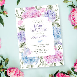 Bloemhortensia baby shower kaart
