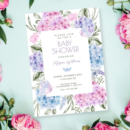 Bloemhortensia baby shower kaart