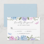 Bloemhortensia vlinder RSVP kaartje (Voorkant / Achterkant)