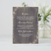 Bloemhout en goud bruiloft informatie gast informatiekaartje (Staand voorkant)